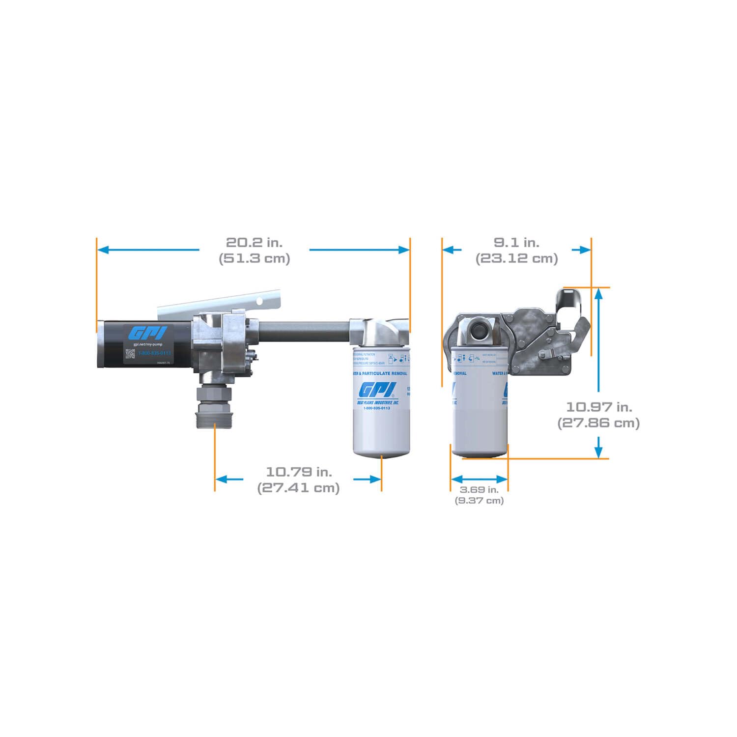 M-180 Series GPI Fuel Transfer Pump, Manual Shut-off Unleaded Nozzle with Filter Kit, 18 GPM, 12 Volt (110612-01)