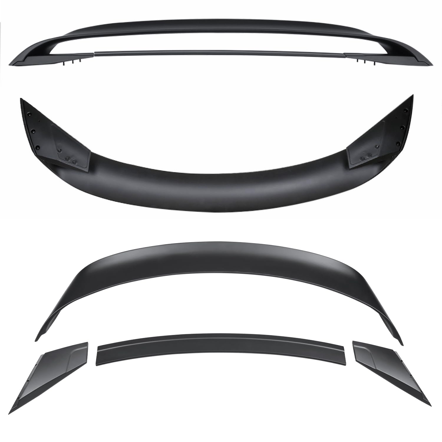 Spec-D Tuning GT350 Style Matte Black Upper and Lower ABS Rear Trunk Spoiler Compatible with 2015-2022 Ford Mustang Models