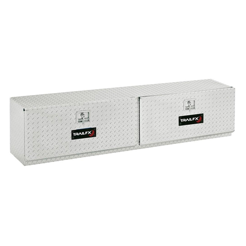 TrailFX Tool Box Truck Bed Top Mount With 2 Doors Polished 16-Gauge Diamond Tread Aluminum 11.7 Cubic Foot Capacity, 90" Length x 13-1/4" Width 17" Height Bright Finish TrailFX 170901