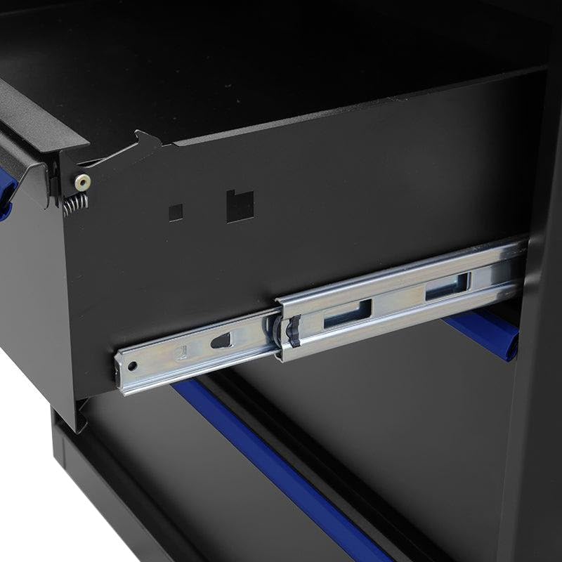 Garage Tool Storage System Montezuma - 30.5 x 24" Locking 4 Drawer Workbench with Ball Bearing Slides & Stainless Steel Worktop - BKMG30244BC