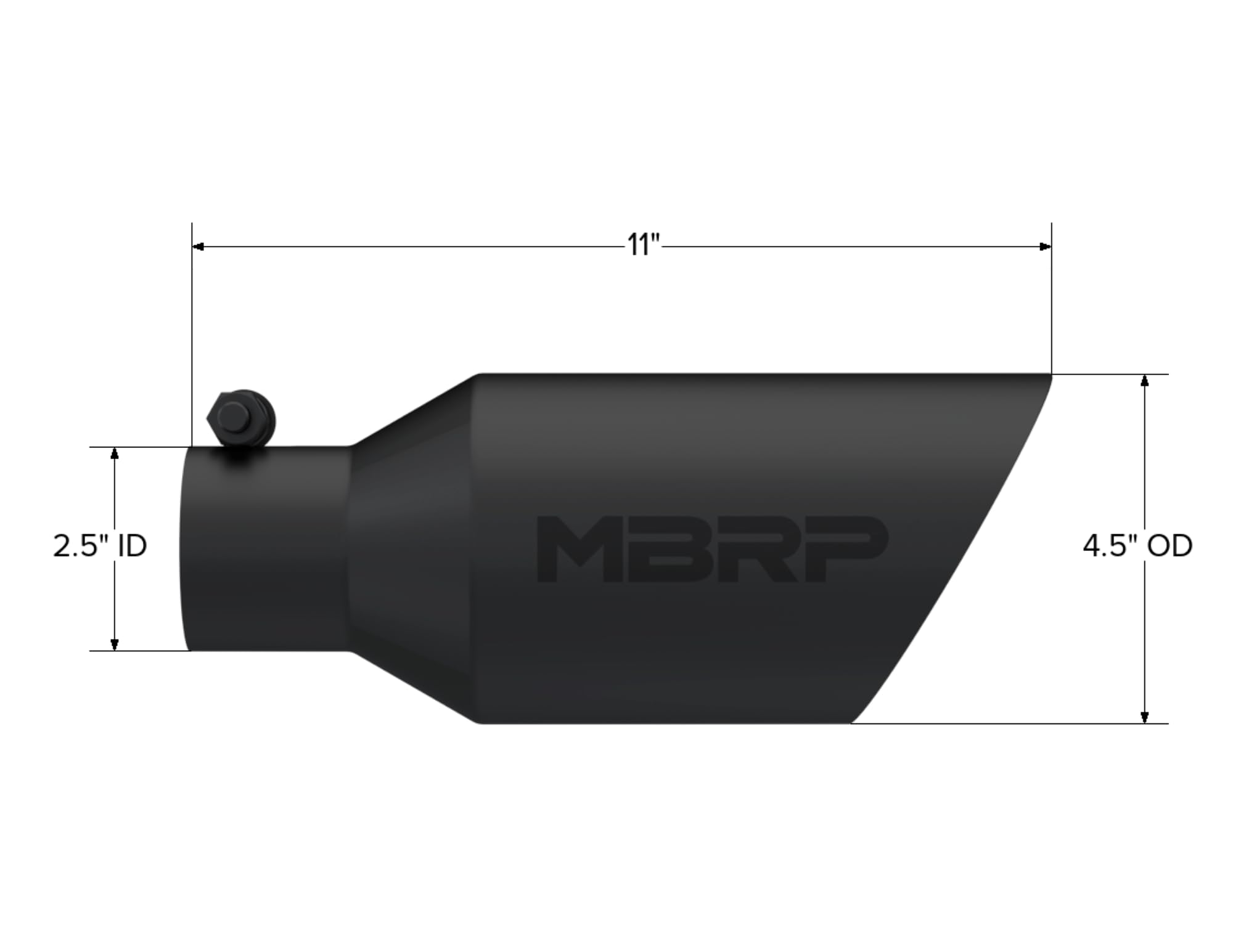MBRP Dual Wall Universal Rolled End Angle Tip 4-1/2in OD / 2-1/2in Inlet / 11in Length - Black