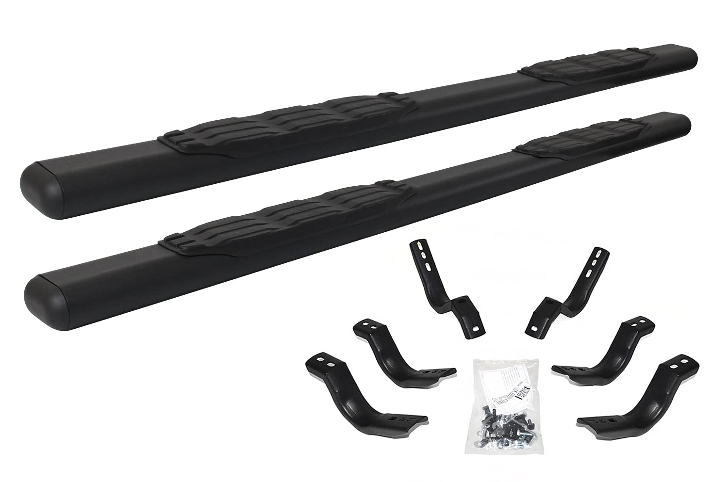 5" Oval Go Rhino 1000 Series Sidesteps & Brackets | Galvanized Steel, Textured Black | 105443280T | Fits 2024 Toyota Tacoma Double Cab