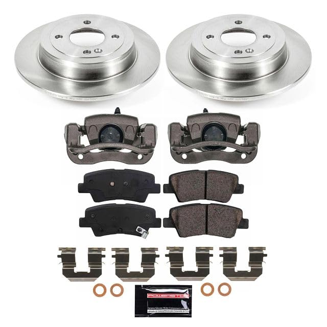 Rear Brake Kit Power Stop For Kia Rio 2012-2017 [Model Specific] Stock Replacement Brake Pads and Rotors Kit with Calipers KCOE6507A