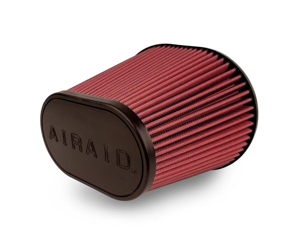 Universal Airaid Clamp-On Air Filter: Oval Tapered; 6 Inch (152 mm) Flange ID; 9 Inch (229 mm) Height; 10.75 Inch x 7.75 Inch (273 mm x 197 mm) Base; 7.25 Inch x 4.25 Inch (184 mm x108 mm) Top