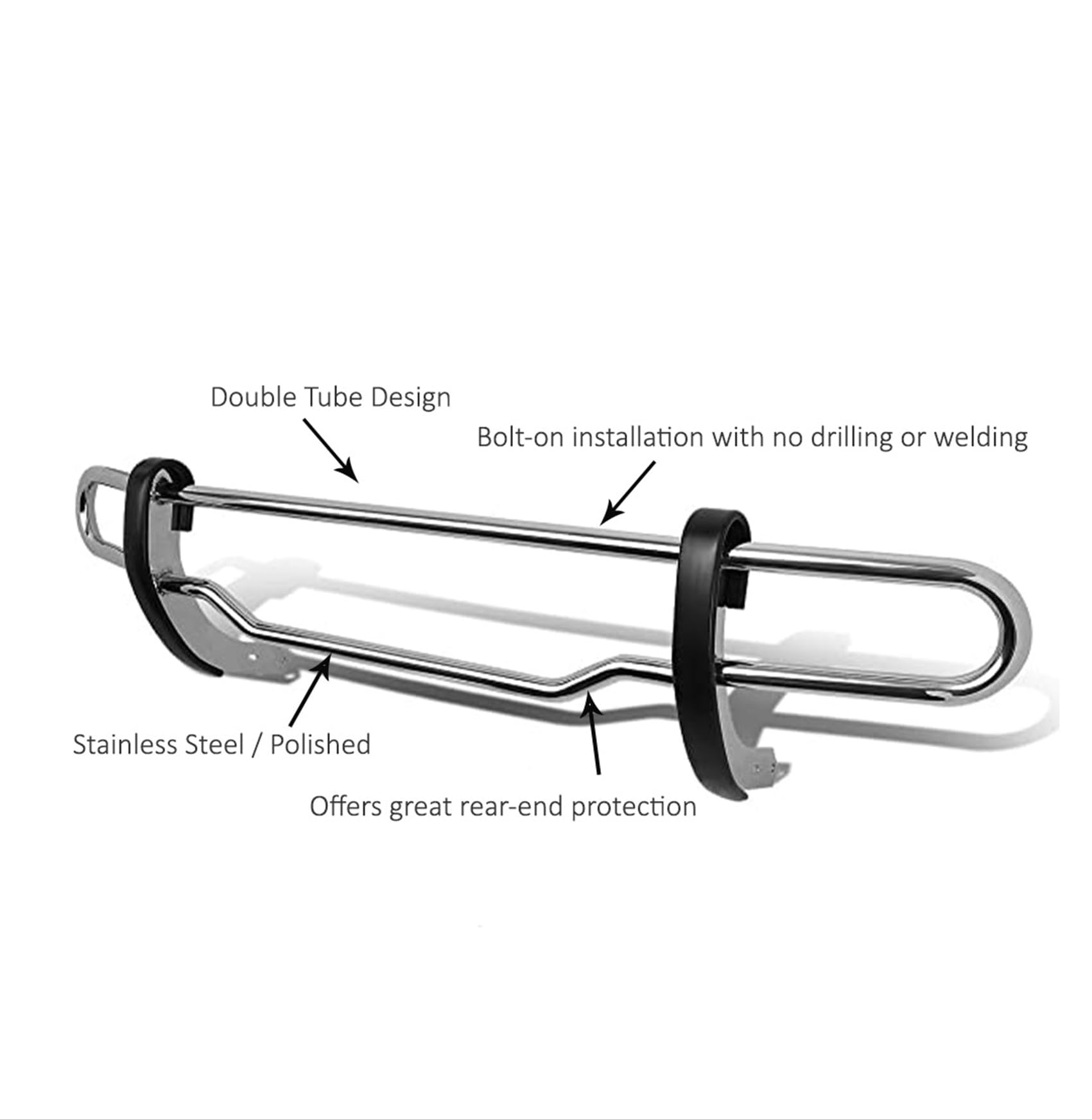 Rear Bumper Guard Black Horse Double Tube Stainless Steel Compatible with 2009-2014 Nissan Murano-8D118501DSS