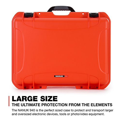 Waterproof Nanuk 925 Hard Case with Lid Organizer and Foam Insert for Canon Nikon - DSLR Body and Lens/Lenses - Black 925-DSLR3 Orange