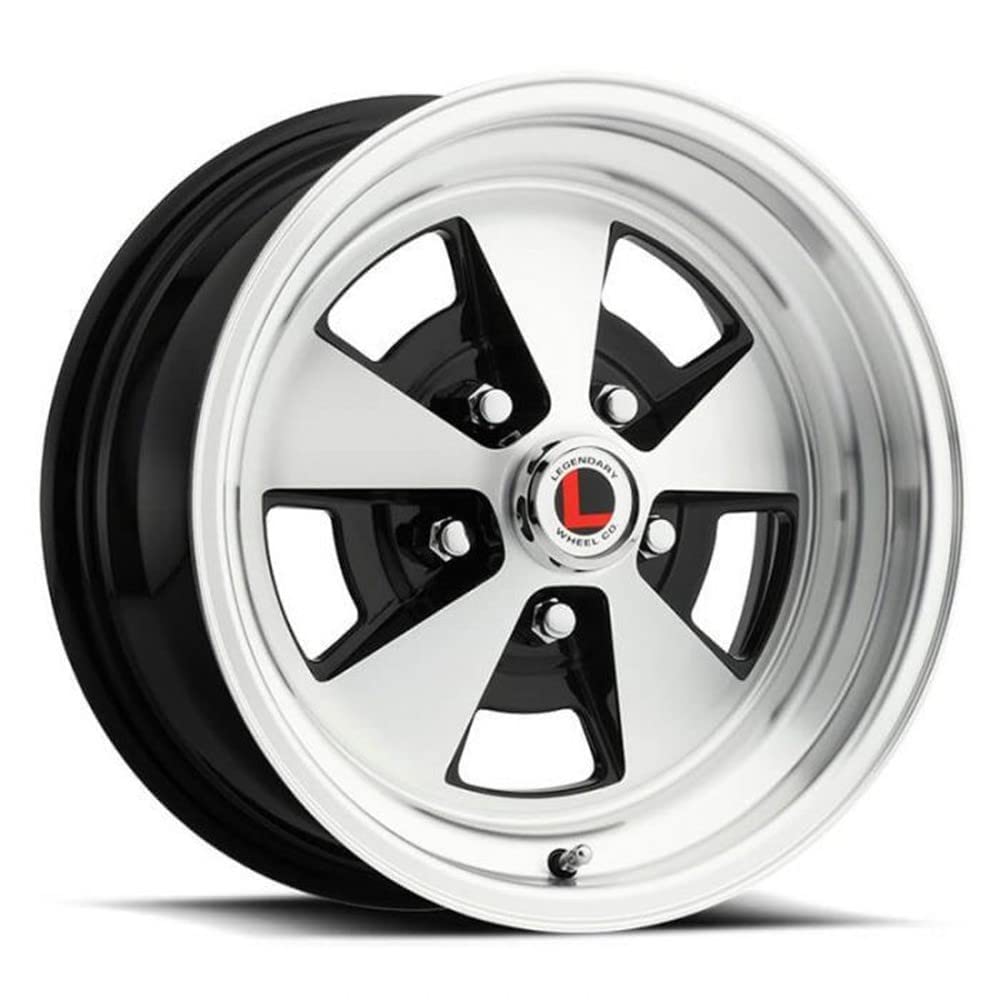 LW67-50754A Legendary Wheels Flat 5-15 x 7 in. - 5 x 4.5-4.25 bs - Gloss Black/Machined