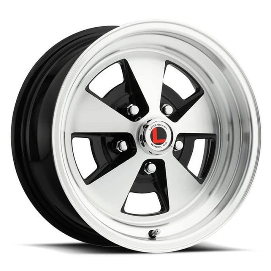 LW67-50754A Legendary Wheels Flat 5-15 x 7 in. - 5 x 4.5-4.25 bs - Gloss Black/Machined