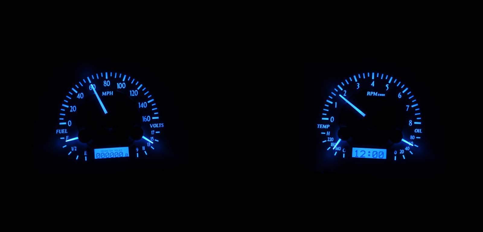 Dakota Digital 68 Chevelle Chevy El Camino Analog Dash Gauges Black Alloy Blue VHX-68C-CVL-K-B