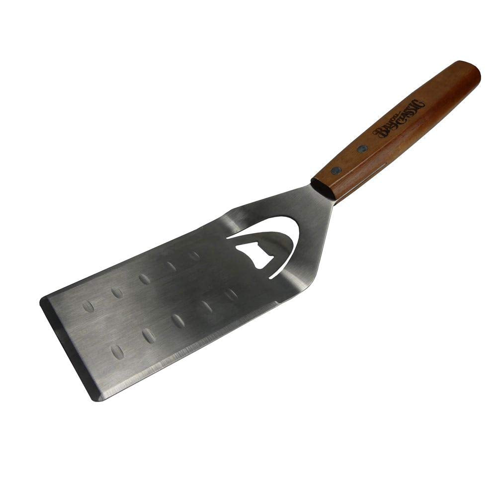 500-703 Bayou Classic 13-in Stainless Turner Spatula Features Stainless Steel Spatula w/Hardwood Handle Beveled Edges Makes a Perfect Grilling Accessory or Flipping and Lifting Delicate Foods