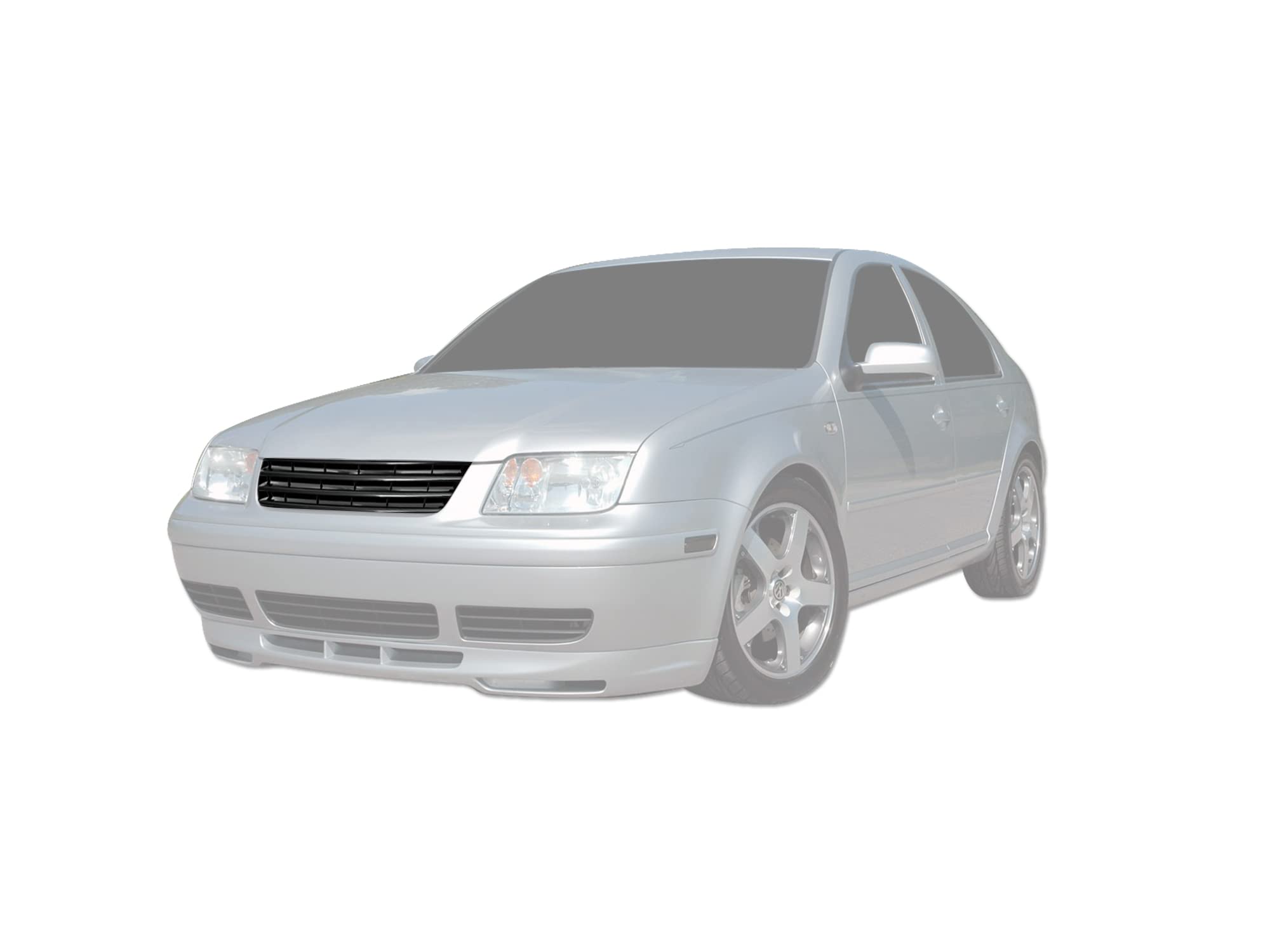 Horizontal Armordillo Front Hood Bumper Grille 7150515 - Gloss Black Fits 1999-2004 Volkswagen Jetta