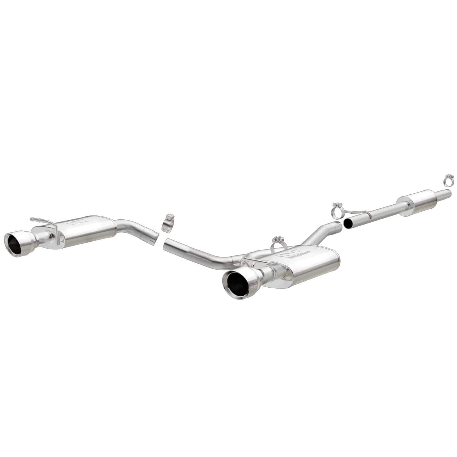 Cat-Back MagnaFlow Performance Exhaust System 19274 - Street Series, 2.5in Main Piping, Dual Split Rear Exit, Polished Finish 4.5in Exhaust Tip - 2016-2019 Explorer Performance Exhaust Kit
