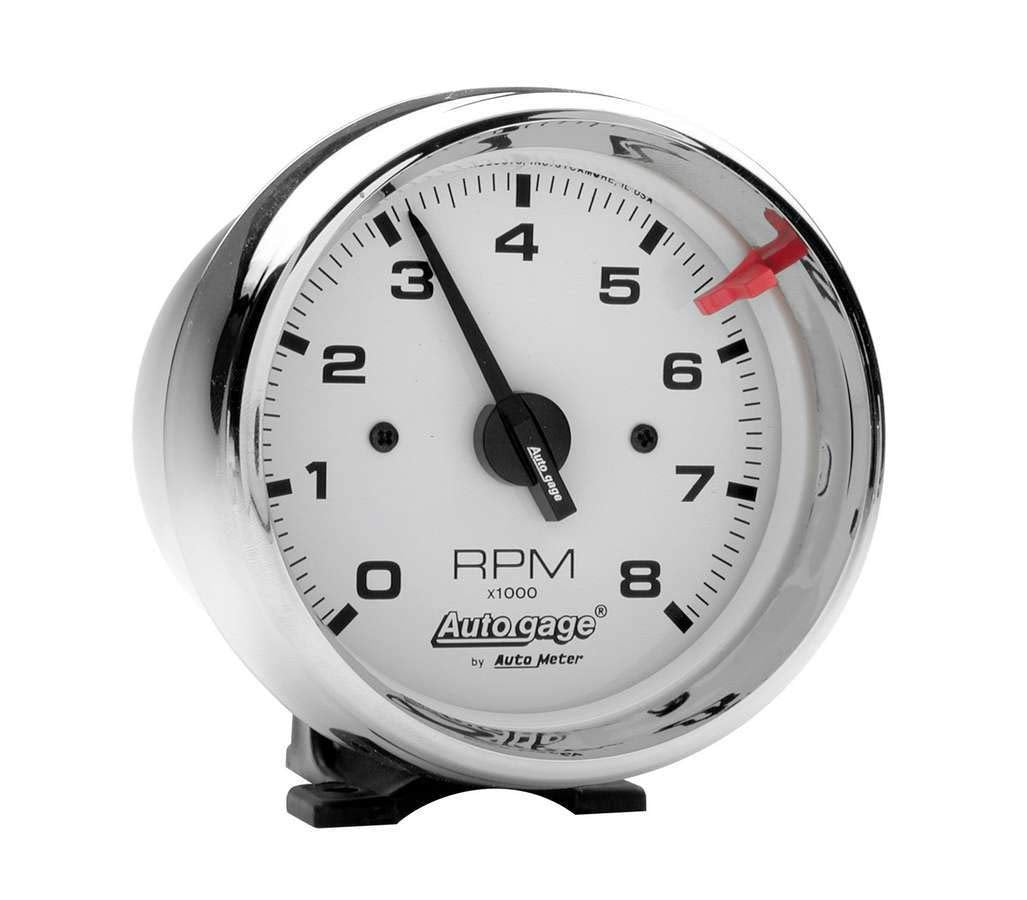 AUTO METER Autogage 2304 White Face Tachometer,3.750 in.