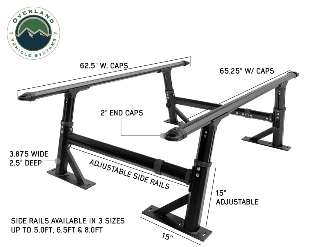 8.0' Truck Bed Overland Freedom Rack Systems, Uprights, Cross Bars and Side Support Bars