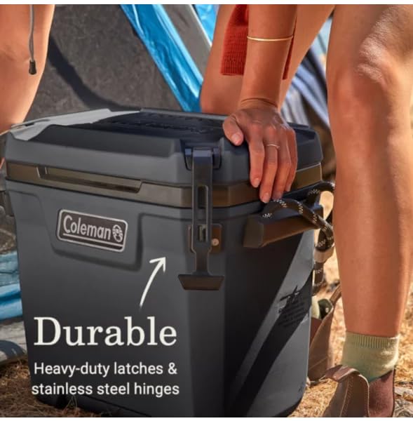 Coleman 28 Quart Convoy Series Lightweight Portable Cooler with Nonslip Grip Reflective Rope Handles for Long Haul Outdoor Adventures, Dark Storm