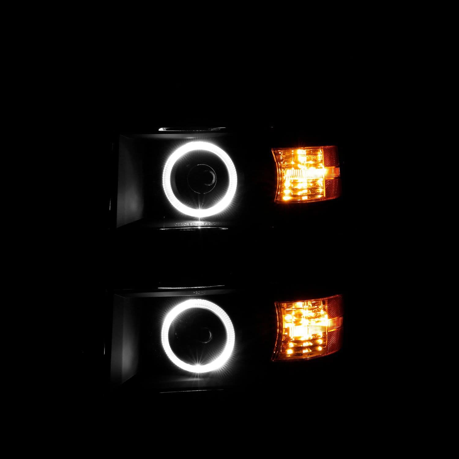 PROJECTOR CHEVY SILVERADO 14 -15 LED HALO HEADLIGHTS BLACK W/ BLACK TRIM