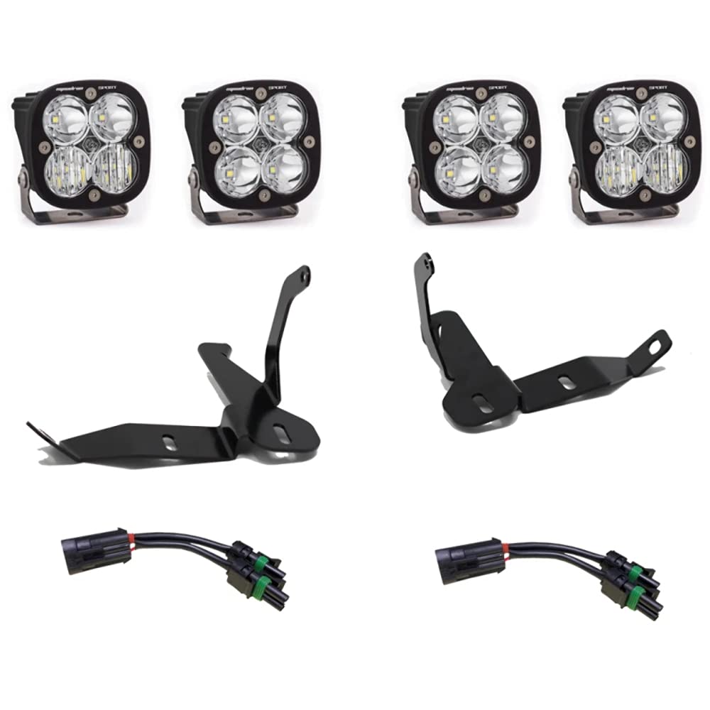 Squadron Sport Baja Designs - 3" 4x26W Square Driving/Combo and Spot Beam Headlight Location Mounted LED Light Kit