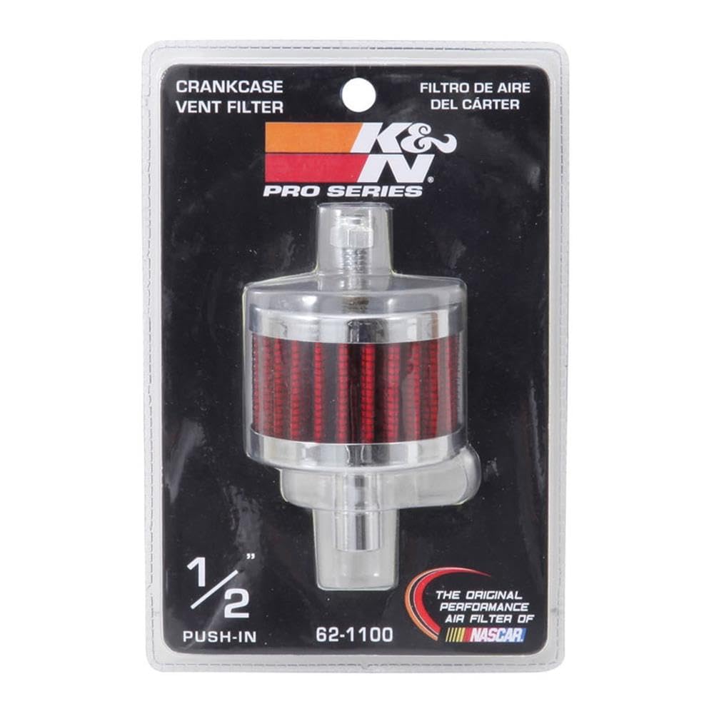 K&N Air Filter/Breather Vent: High Performance, Premium, Washable, Replacement Engine Filter: Filter Height: 1.5 in, Flange Length: 0.875 in, Shape: Breather, 62-1100