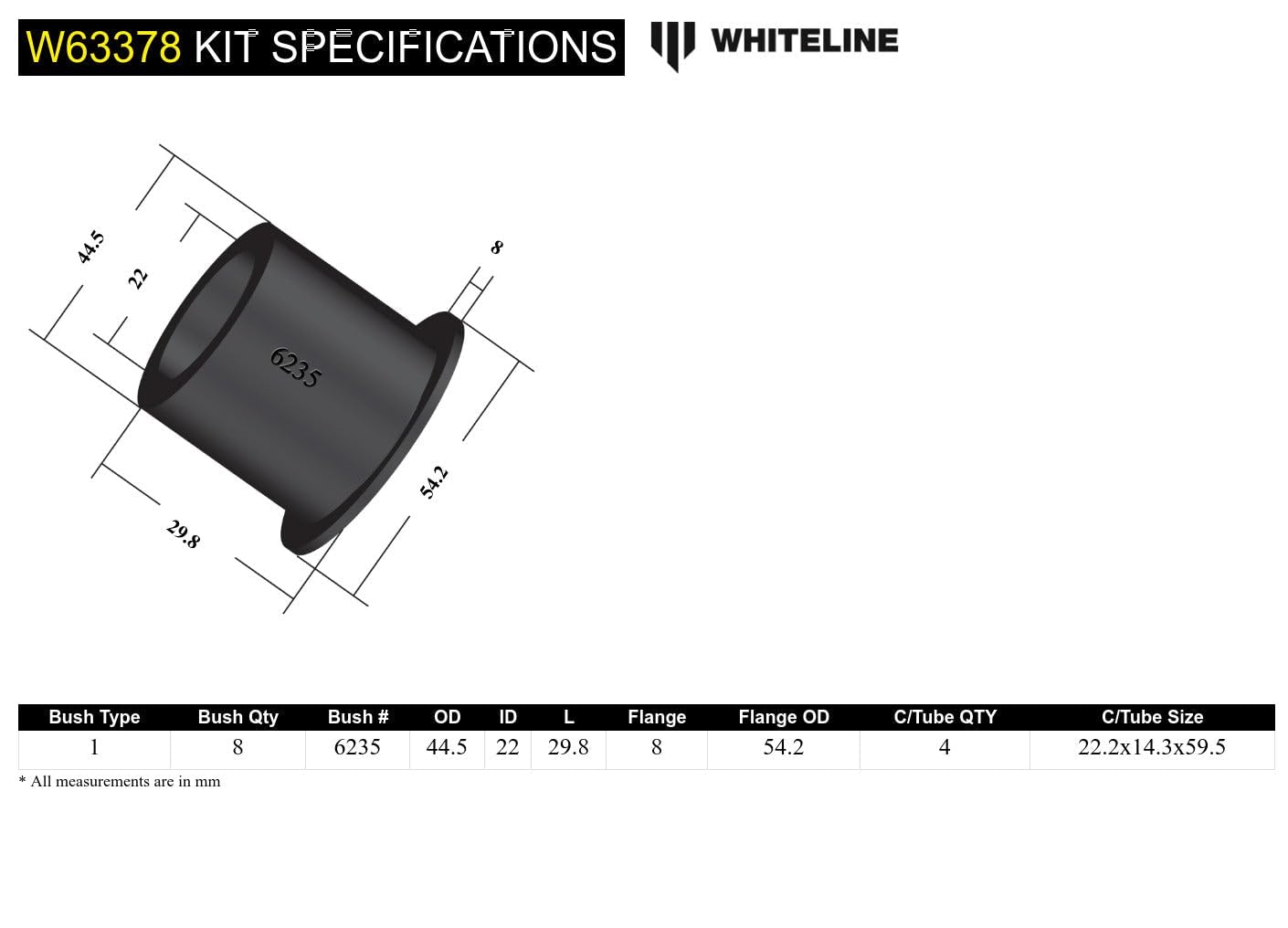 Rear Whiteline Trailing Arm Bushing W63378