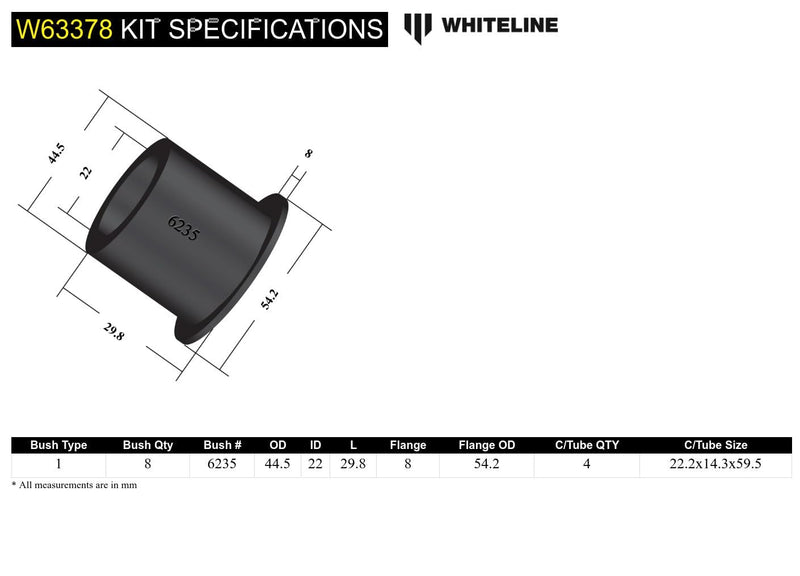 Rear Whiteline Trailing Arm Bushing W63378