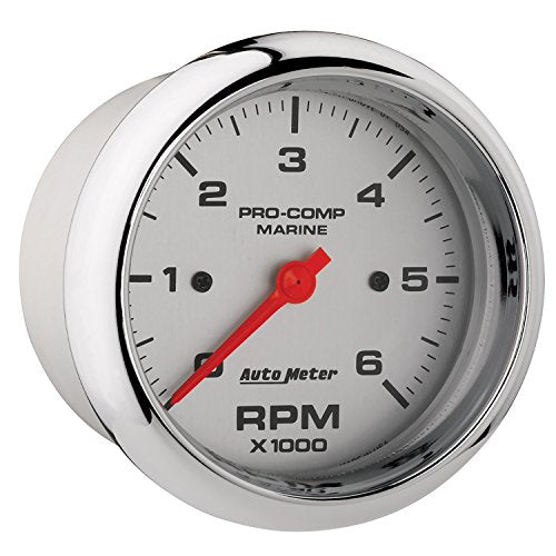 Gauge AutoMeter 200752-35 Tachometer (Marine Chrome Ultra-Lite 3 3/8", 6K RPM, Marine Chrome)