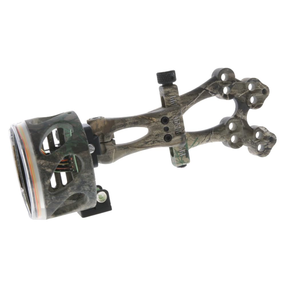 5-Pin TRUGLO VEROS Ultra-Bright Durable Lightweight Micro-Adjustable Archery Hunting Bow Sight with Decreasing Diameter Pins Design & Large Circular Field of View, Real-Tree Camo