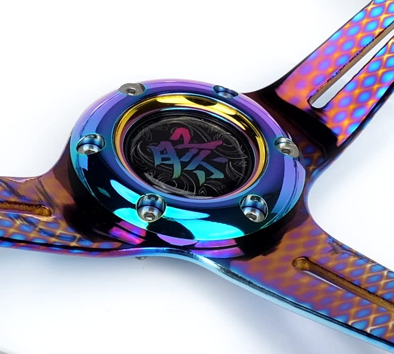 NRG Innovations Reinforced Steering Wheel NRG-RST-027GM-CL 350mm 2" Deep Dish Clear Acrylic Steering Wheel in Clear and Geometric NeoChrome Spoke Finish with Slits