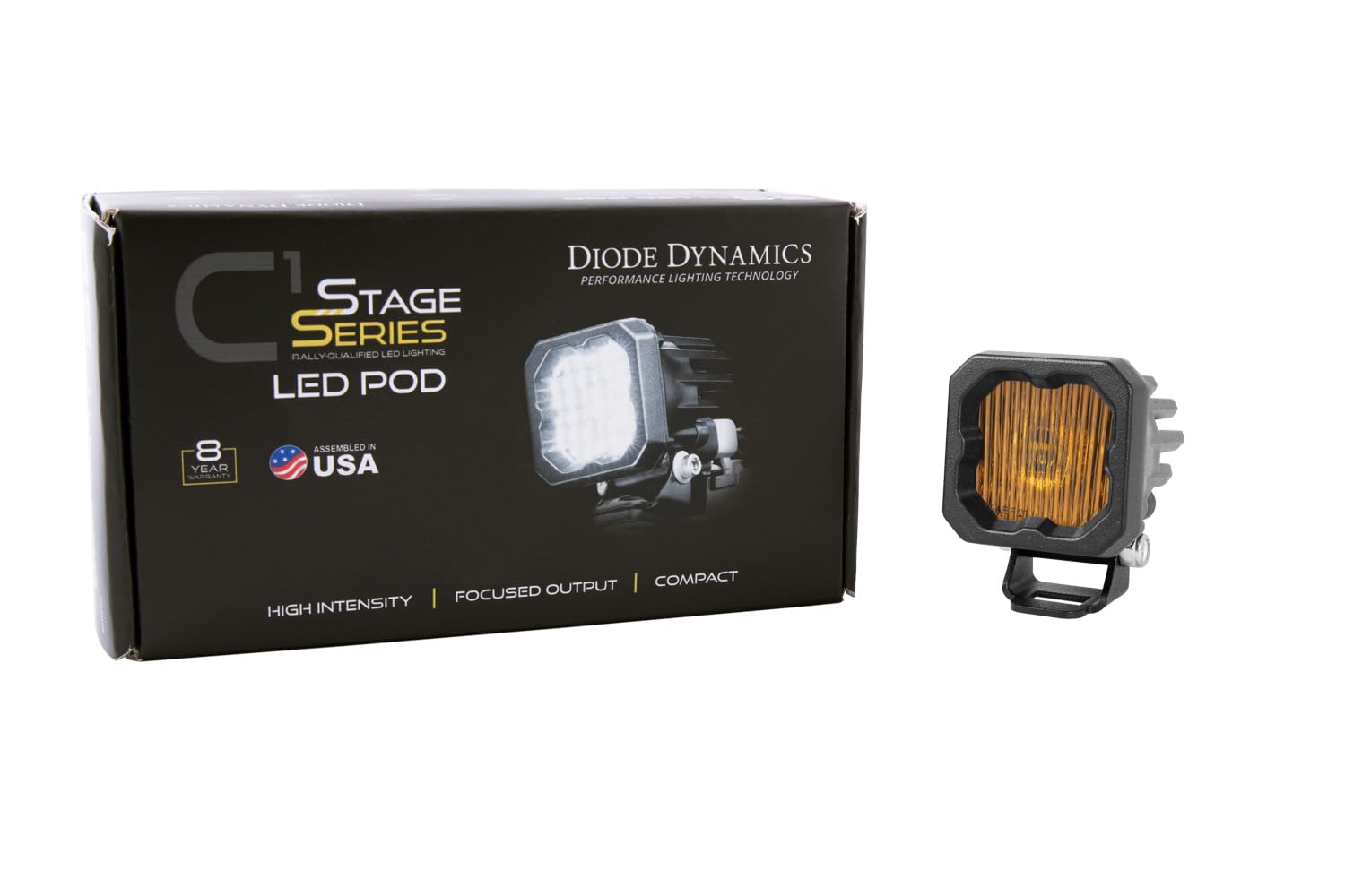 Diode Dynamics Yellow SSC1 SAE/DOT Fog Standard LED Pod (one), Fog w/Amber Backlight SAE