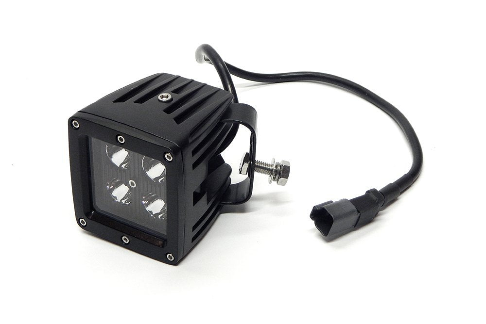 3" x 3" Southern Truck Black Face 16W Square LED Spot Light (DT Harness 79900/1,440 Lumens), Black Series