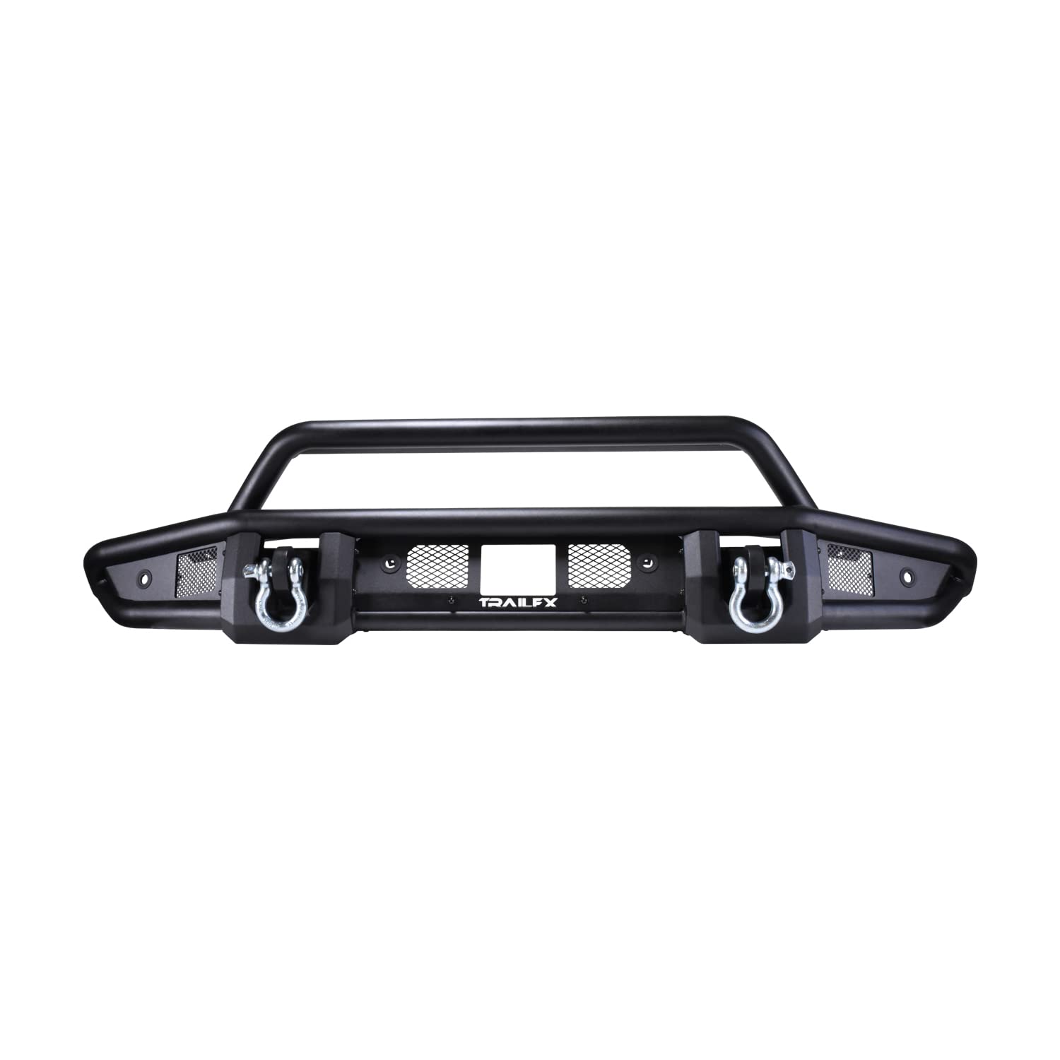 BR001T TrailFX Standard Front Bumper with Pre Runner Guard for Ford Bronco 2021-2025 Matte Black Powder Coated Steel Direct-Fit D-Rings LED Cube Light Mounts