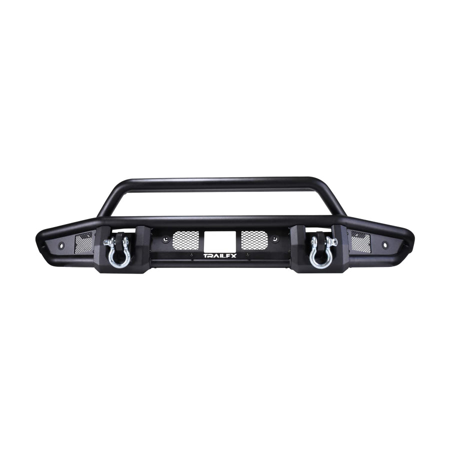 BR001T TrailFX Standard Front Bumper with Pre Runner Guard for Ford Bronco 2021-2025 Matte Black Powder Coated Steel Direct-Fit D-Rings LED Cube Light Mounts