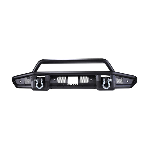 BR001T TrailFX Standard Front Bumper with Pre Runner Guard for Ford Bronco 2021-2025 Matte Black Powder Coated Steel Direct-Fit D-Rings LED Cube Light Mounts