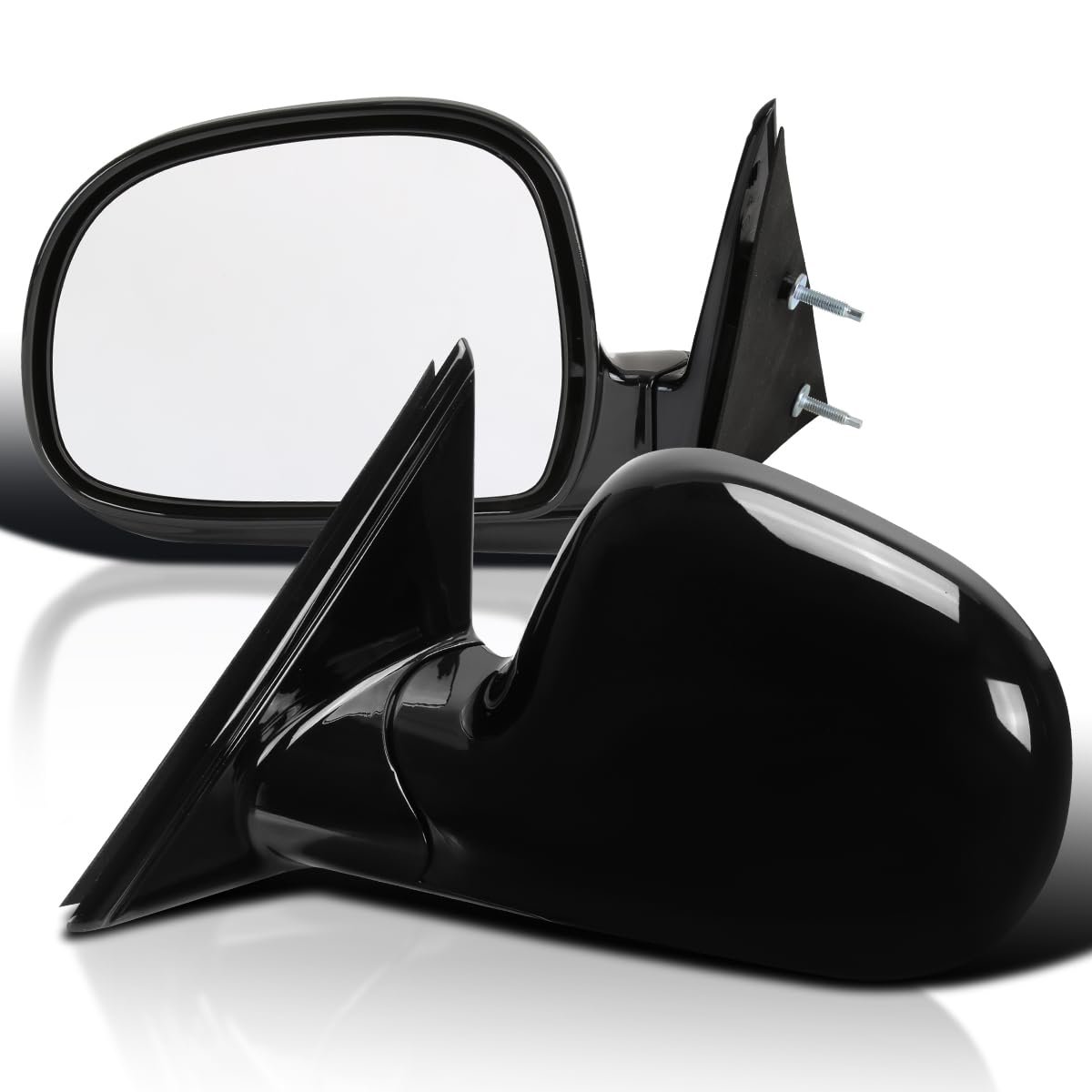 Manual Side Mirrors Spec-D Tuning Glossy Black Compatible with 1994-2001 Chevy S10, Left+Right Pair