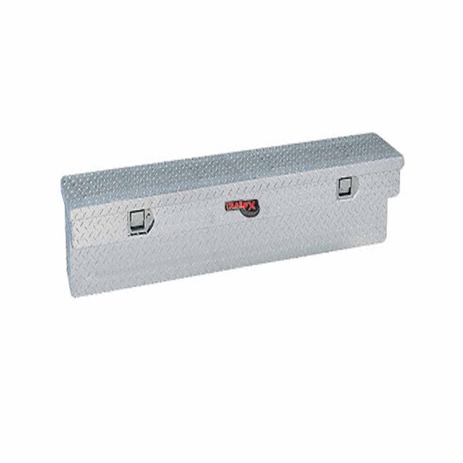 Side Mount Tool Box TrailFX Single Lid with Struts Polished 16-Gauge Diamond Tread Aluminum 3 Cubic Foot 48" Length x 11-1/4" Width x 11" Height Bright Finish TrailFX 160481