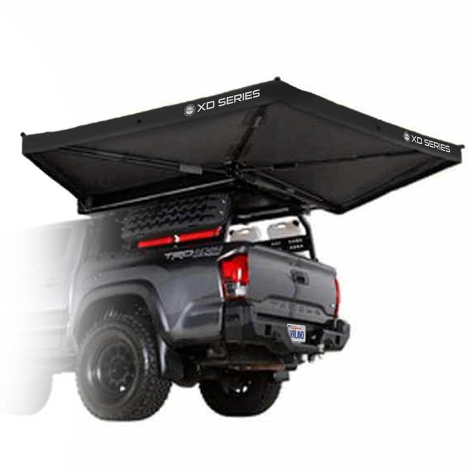 XD Nomadic 270 LTE - Overland Vehicle Systems Awning w/Lights, Black Body, Black Trim W/Black Travel Cover, Driver Side