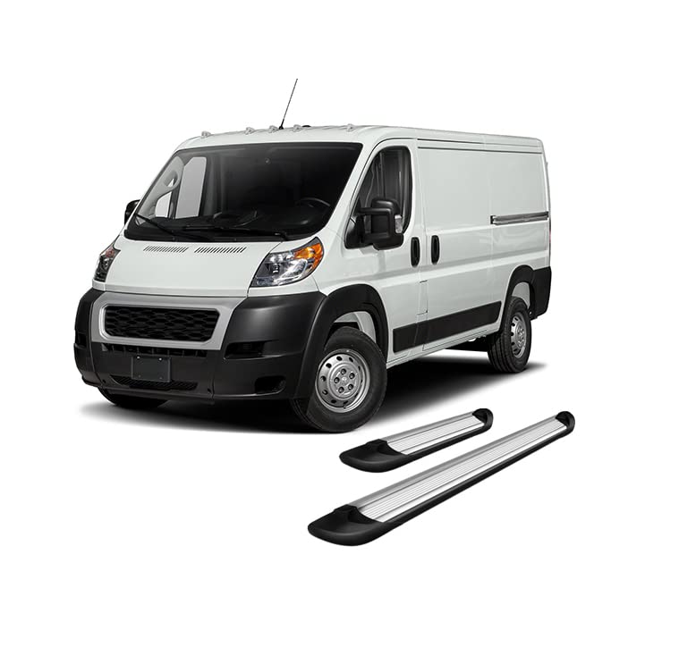Transporter Black Horse Running Boards Silver Compatible with 2014-2025 Ram ProMaster 1500|2014-2025 Ram ProMaster 2500|2014-2025 Ram ProMaster 2500|2014-2025 Ram ProMaster 3500-TR-D13596S