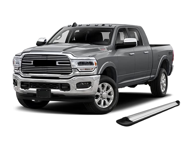 Transporter Running Boards Black Horse Silver Compatible with 10 Dodge Ram 2500/3500|2011-2024 Ram 3500 Mega Cab(Excl. Chassis Cab Diesel Models)-TR-R191S