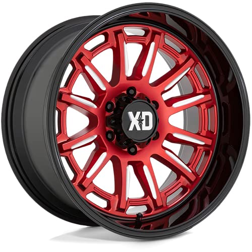 XD Wheels Xd865 Candy RED Milled with Black Lip Phoenix Wheel with Alloy Steel (20 x 9. inches /5 x 71 mm, 18 mm Offset)