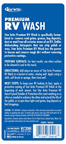Premium RV Wash STAR BRITE - Ultimate RV Exterior Cleaner for Road Grime & More - Ideal for All Camper Surfaces - 16 OZ (070416P)