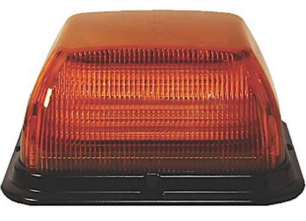ECCO Beacon LED: Square Reinforced Poly Base Medium Profile 12-24VDC, 24 Flash Patterns, Amber, Title 13