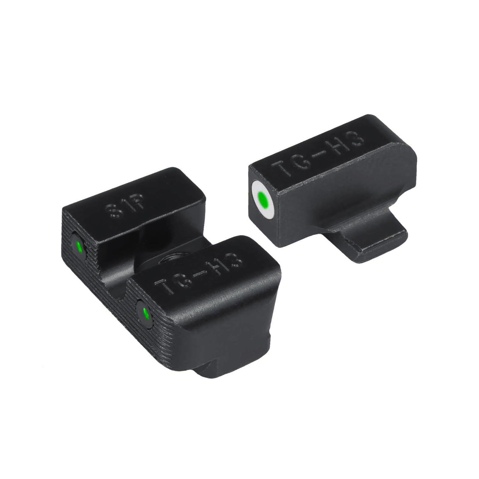 Tritium Pro Night Sights TRUGLO, Compatible with Sig Sauer #8 Front / #8 Rear | Compact Durable Glow-in-The-Dark Front & Rear Gun Sights with White Focus Lock Front Ring