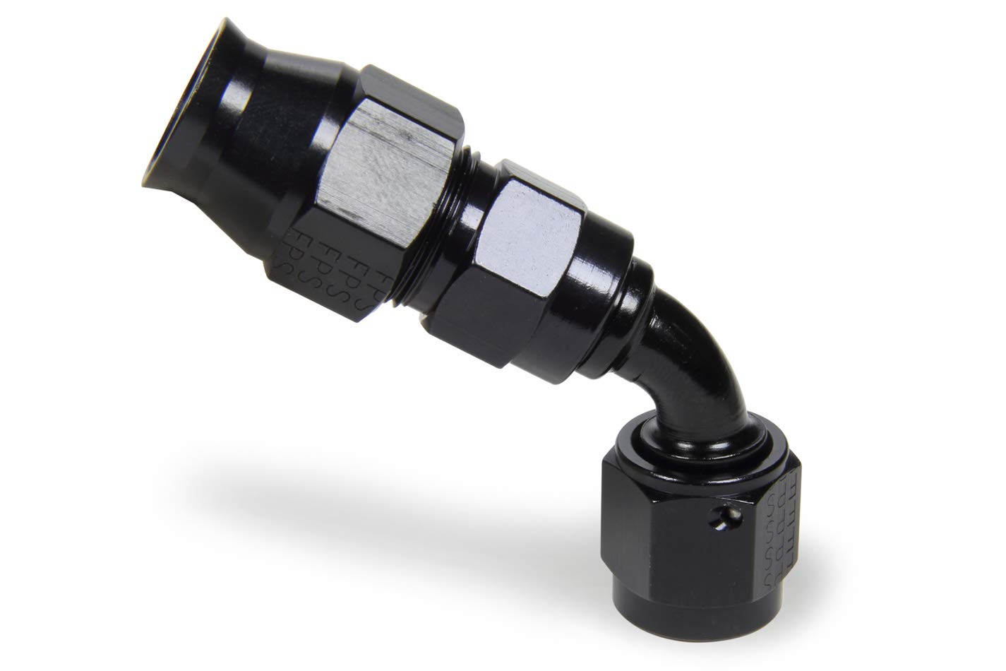 FRAGOLA Race-Rite Fitting, Hose End, PTFE Hose, 60 Degree, 6 an Hose to 6 an Female, Swivel, Aluminum, Black, Each