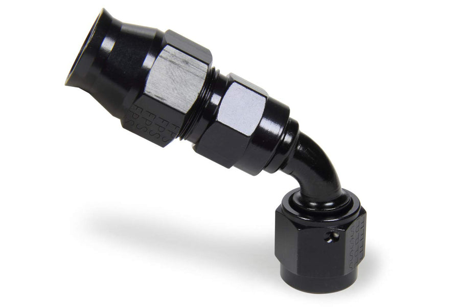FRAGOLA Race-Rite Fitting, Hose End, PTFE Hose, 60 Degree, 6 an Hose to 6 an Female, Swivel, Aluminum, Black, Each