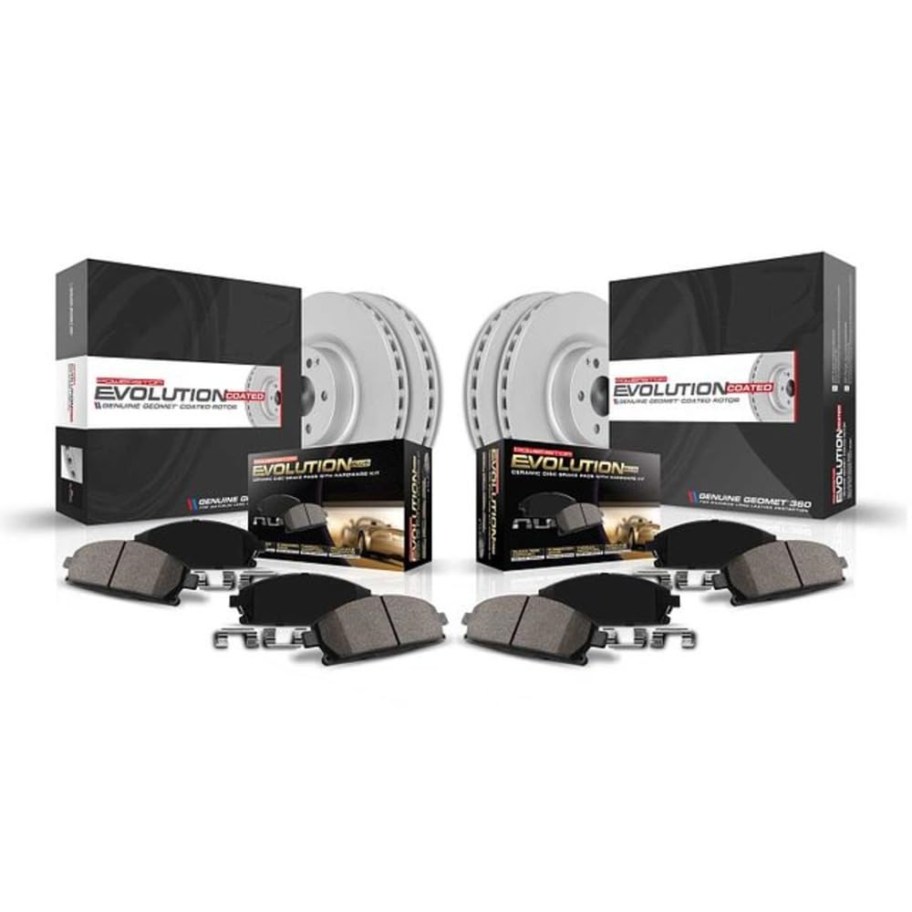 Power Stop Front and Rear CRK7911 Coated Brake Rotors and Z17 Ceramic Brake Pads Kit For Ford EcoSport 2018-2022 [Model Specific]