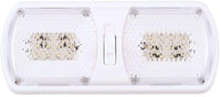 LED Arcon Double Ceiling Light 12V Soft White SMD Clear Lens 11.56 x 4.95 Inch Euro-Style Dome Lighting with On Off On Switch RV Camper Trailer Interior Light 20712N