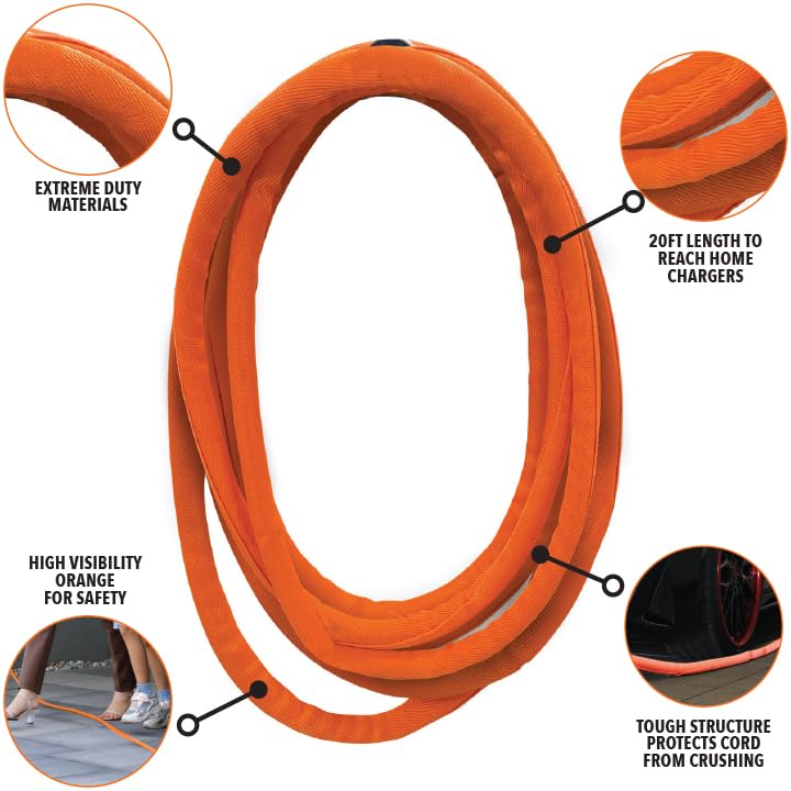 Design Engineering EV Charger Cord Cover - 20ft - Charging Cable Protector with Durable, Split-Sleeve Design - Electric Car