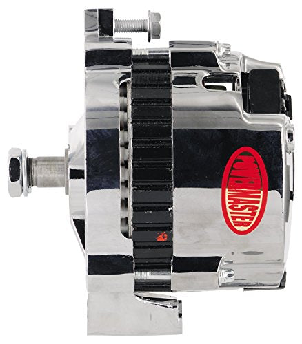 Alt GM CS130 Powermaster Chrome 155A w/o Fan & Pulley Str MTG 6.14" Side BAT Post 1-Wire or OE Hookup