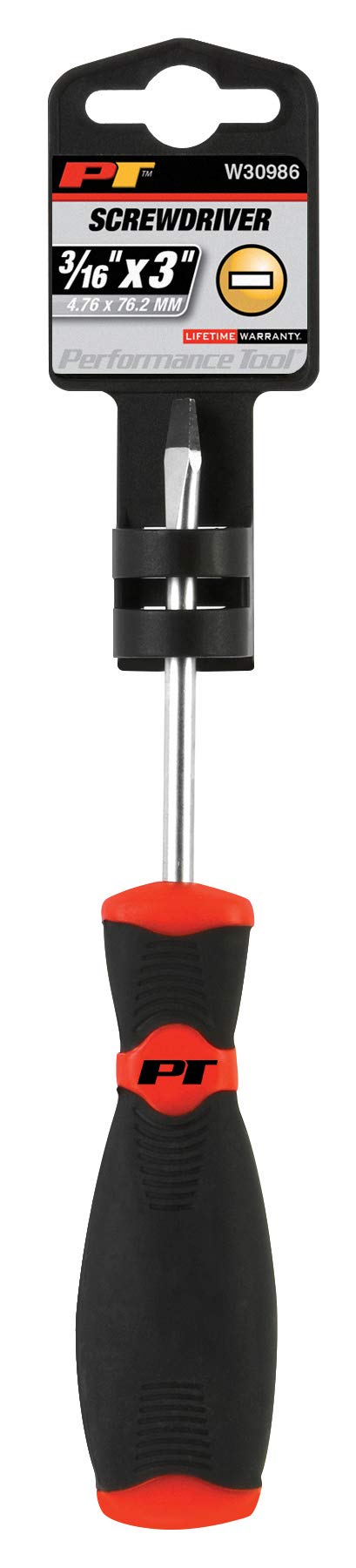 Black & Red Performance Tool W30986 Slotted Screwdriver, 3/16-Inch x 3-Inch