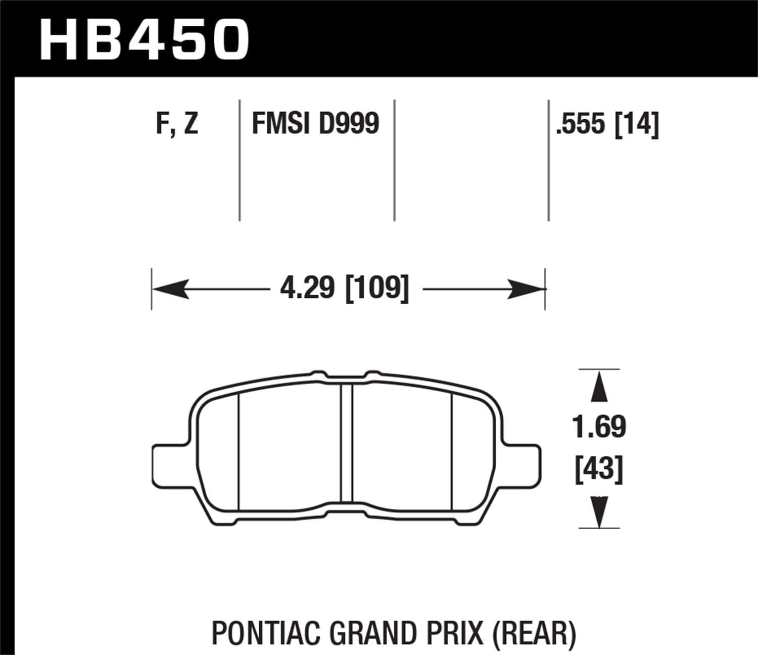 Performance Hawk HB450Z.555 Ceramic Street Brake Pads