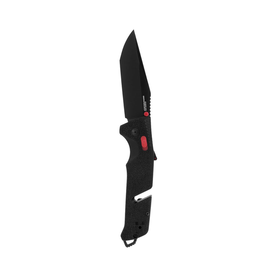 SOG Ambidextrous Trident at Professional Tanto Folding Knives | Heat-Treated CRYO D2 3.75" Stainless Steel Blade, Black/Red